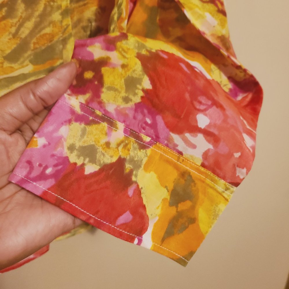 J. Crew Factory | Women's Floral Print The Perfect Button-Down Shirt (Size XL) - Picture 6 of 11